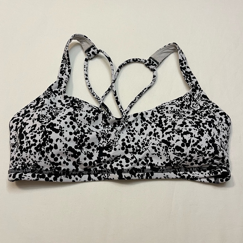 NWOT Lululemon Free To Be Sports Bra in black and white polka dots
